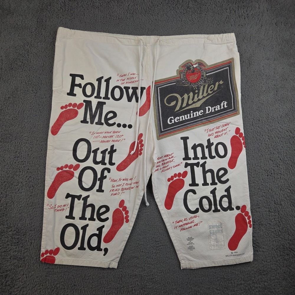 Vintage Miller Genuine Draft Shorts Men's OSFA Sugar Sack 90s All Over Print